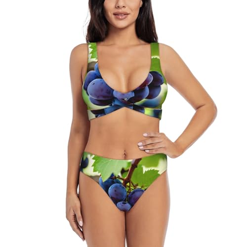 Bikini 2 pièces sculptant imprimé raisin chic et élégant pour l'été