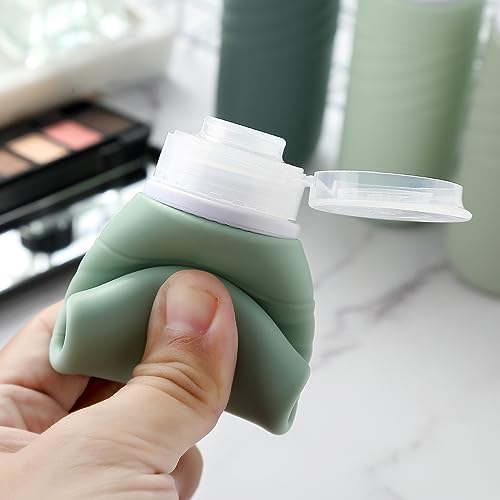 Image of Gemice Travel Bottles for Toiletries, Tsa Approved 3oz Portable Travel Bottles, BPA Free Leak Proof Squeezable Travel Size Containers, Travel Accessories for Shampoo Conditioner Lotion (4 Pack), Green