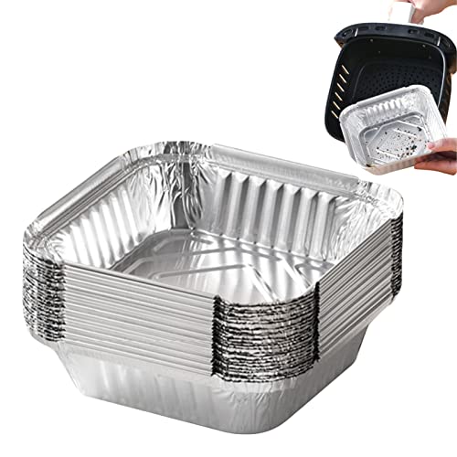 Ruhnjyg 20 Rectangular Foil Baking Pans, Air Fryer Tinfoil Box, Aluminum Foil Tray, 9-inch Air Fryer Liner, Home Oven Baking Tray for Baking, Picnic, Cooking