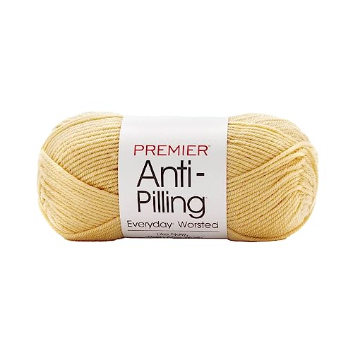 Premier Yarns Anti-Pilling Everyday Worsted Yarn, Soft Acrylic, Ideal for Crocheting and Knitting, Machine Washable, 180 Yards, Butter