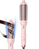 Thermal Brush for Blowout Look, 1.5 Inch Heated Round Brush with 2× Negative Ions Release for Less Frizzy, Dual Voltage Heated Curling Brush for Travel, Airflow Heat & Dual PTC Technology, Pink