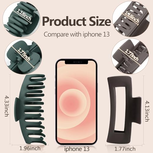 Image of ANNA CREATIONS 8 Pcs Korean Fashion Matte Hair Claw Clips Strong Hold Clutcher for Thick & Thin Hair Accessories Clutches for Women & Girls