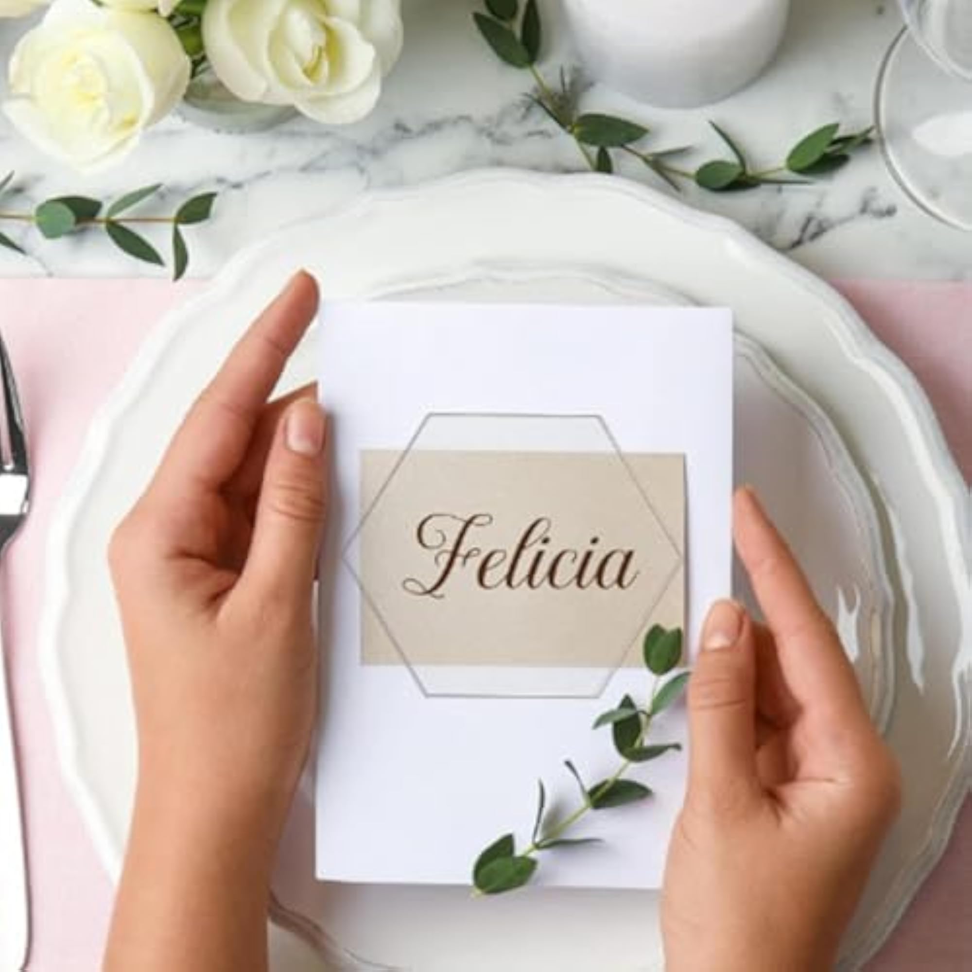 Clear Acrylic Place Cards for Engagement & Events