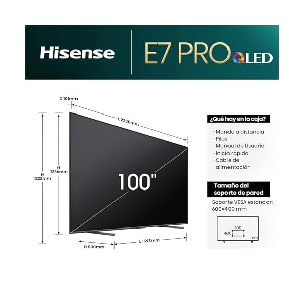 Hisense 100E7NQ Pro - QLED, 100" VRR 144Hz, Freesync Premium Pro - Image 3