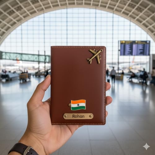 Image of Personalised PU Leather Passport Cover with Name | Customized Passport Holder & Card Organizer | Stylish Unisex Travel Wallet & Gift for Men & Women - Occasion Gift Edition