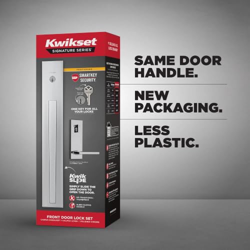 Image of Kwikset Careus Keyed Entry Front Door Handleset, Polished Chrome