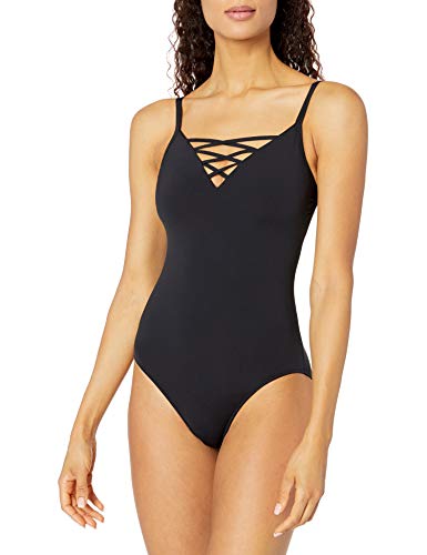 Seafolly Maiô feminino Active, com bojo e tiras ajustáveis, Preto ativo, 12