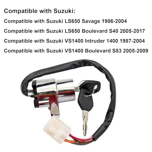 Image of SecosAutoparts Ignition Key Switch Lock Set Fit for Suzuki LS650 Boulevard S40 1986-2017 Fit for Suzuki VS1400 Boulevard S83 1987-2009 Fit for Suzuki VS750 VS600 VS800 Boulevard S50 1985-2005