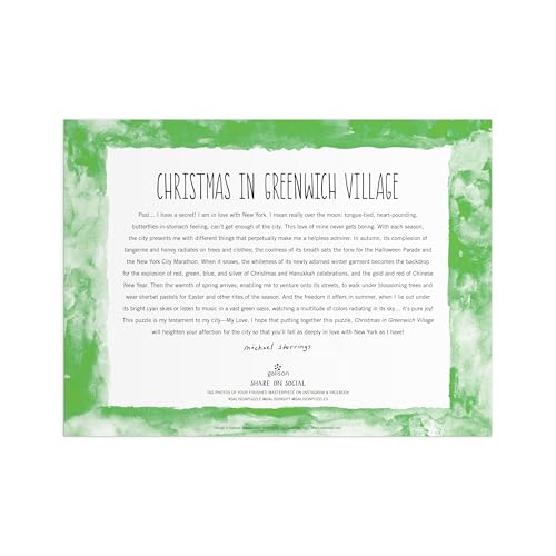 Galison Christimas In Greenwich Village – 1000 Piece Michael Storrings Jigsaw Puzzle Featuring Beautiful Artwork Of The NYC Neighborhood In The Winter Time - Image 3