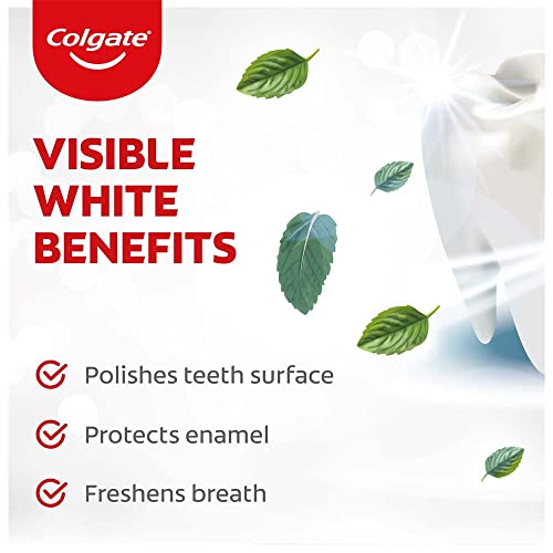 Image of Colgate Visible White Teeth Whitening Toothpaste, Protects Enamel, Removes Stains, With Whitening Accelerators, 100g & Colgate Visible White O2 Toothbrush - 2pc