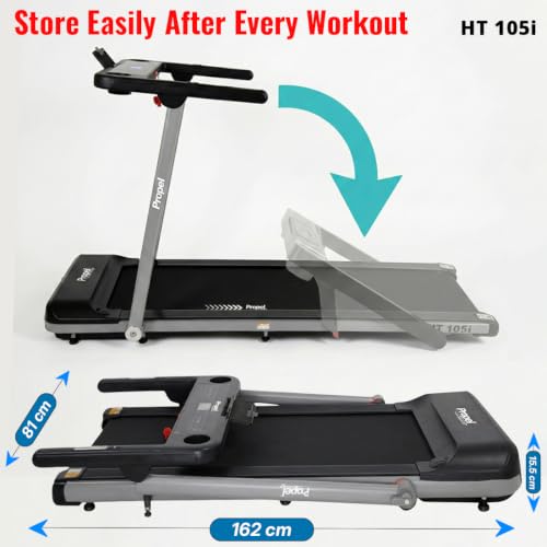 Image of Propel FitnessOne HT 105i Foldable Treadmill for Home | 5HP Peak Motor | 120kg Capacity | 1-12 km /h | Wide 1200x510mm Running Area | Bluetooth | FitShow App | LCD Display