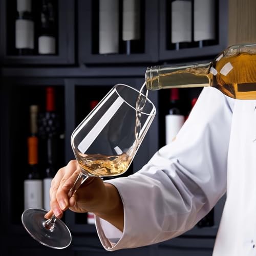 Image of PrimeWorld Crystal Wine Glasses Set of 2-400 ml | Laser-Cut Thin Rim Long Stem Glassware for Red & White Wine | Ultra-Thin Lightweight Wine Tasting Glasses | Elegant Gift Set