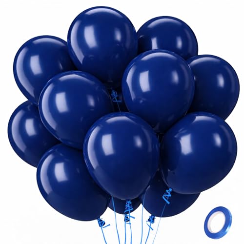 QIFU Ballons Bleu - 100 Pièces Ballons Anniversaire Bleu Marine, Ballon de Baudruche Bleus, Ballon Latex Hélium pour Decoration Anniversaire Garçon Hommes...