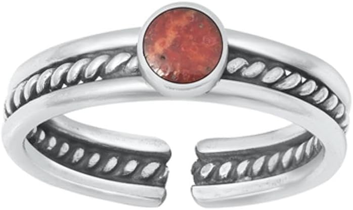 Sterling Silver Promise Simulated Carnelian Toe Midi Bali Adjustable Ring .925 New Band