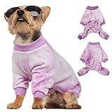 Ginbavi Tie Dye Dog Pajamas, Soft Lightweight Puppy Jumpsuit Shirts Boys Girls Doggie Onesie PJS wit