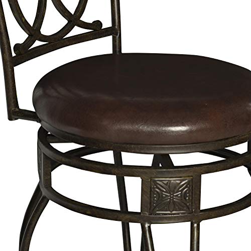 Linon Matte Bronze O & X Back 30" Seat Height Bar Stool With Swivel Seat, Brown #TOP3