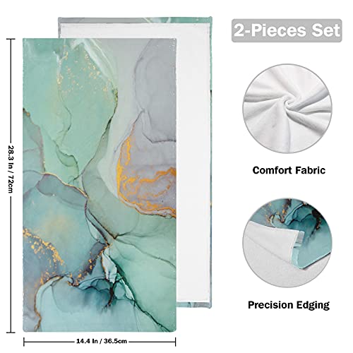 Marble Tie Dye Hand Bath Towel Highly Absorbent Soft Hanging Towels Green Blue Turquoise Kitchen Dish Towel Set Washcloth 2Pcs #TOP1