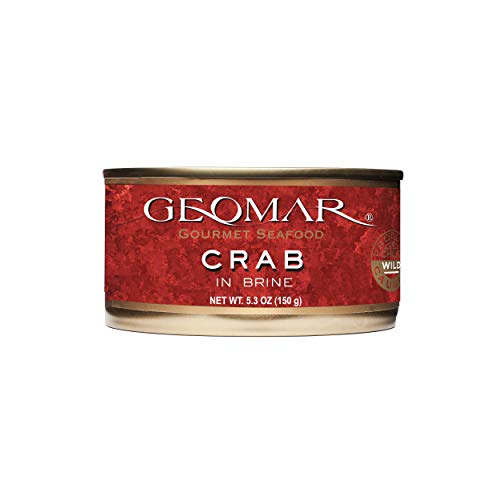 Crab in Brine By GEOMAR â€“ 5.3 Ounce Canned Meat â€“ Ready to Eat High Protein Sustainable Food â€“ No Gluten â€“ Directly from Chilean Patagonia â€“ All Natural and Fresh Safely Preserved â€“ Pack of 6