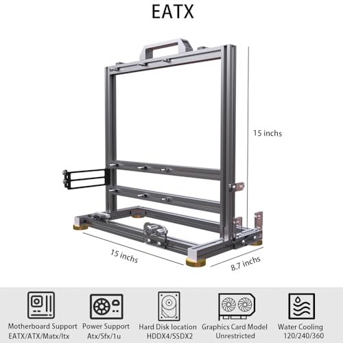DIY Open Frame PC Chassis, Aluminum Computer Case, Supports Dual CPU Server/EATX Motherboard, Excellent Cooling, Type-C Port