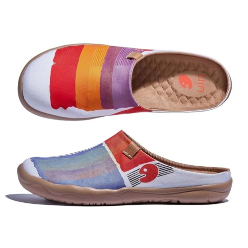 Image of UIN Slipper Woman Travel Art Painted Shoes Wide Toe Casual Home Slip On Mules Malaga