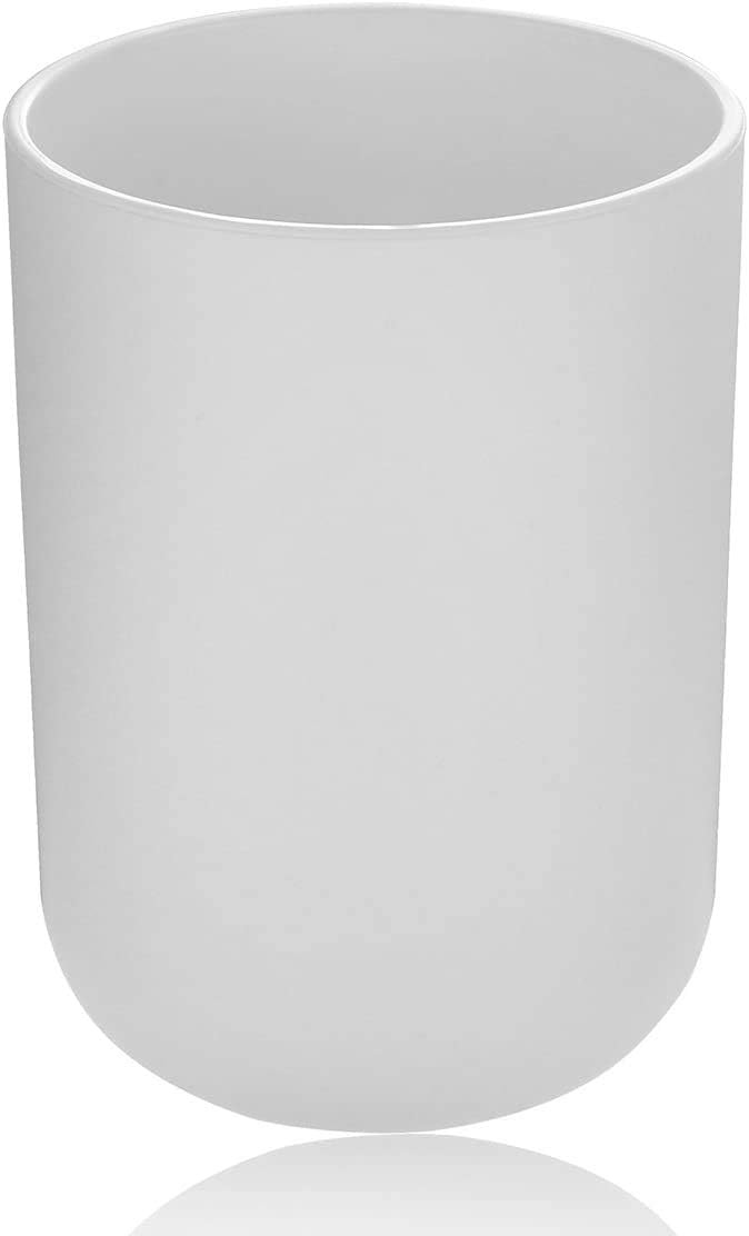 6 Pcs Plastic Bathroom Accessory Set Luxury Bath Accessories Bath Set Lotion Bottles, Toothbrush Holder, Tooth Mug, Soap Dish, Toilet Brush, Trash Can, Rubbish Bin (White)