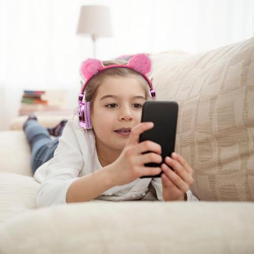 Auriculares para niños con orejas de gato y peluche en color aleatorio 4