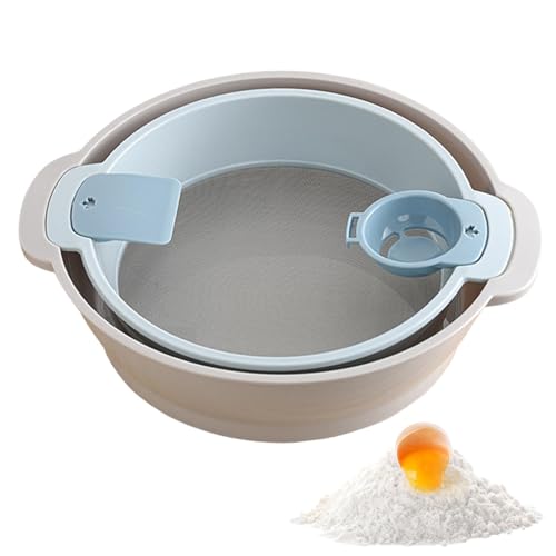 Setaccio per farina rotondo, separatore per uova, in acciaio inox, a maglia fine, setaccio per farina con 40 maglie di alta qualità, antiruggine, drenante per pasta e verdura e frutta per cucina, casa