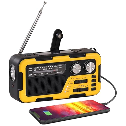 CGACCSD Radio Manivela | Radio Tiempo de Supervivencia Solar de Manivela - Altavoz Inalámbrico Impermeable con Iluminación para Camping Senderismo Regalos Familia