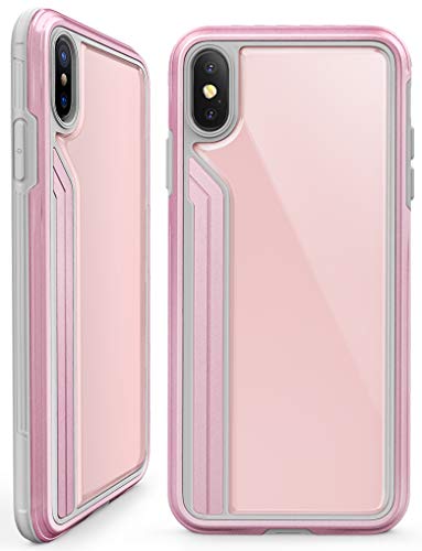 OCYCLONE Cute iPhone Xs Max Case Pink, 9H Tempered Glass [Heavy Duty] Protective Metal Bumper Cases Cover Compatibles New iPhone Xs Max 2018 for Girls Women