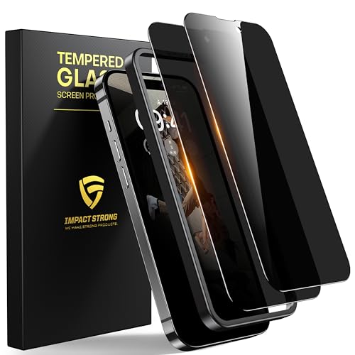 ImpactStrong Anti-Spy Privacy Screen Protector for iPhone 14 Pro Max (6.7-Inch) 9H Tempered Glass Shatter-Resistant Anti-Scratch Easy Install Kit Case Friendly 2-Pack