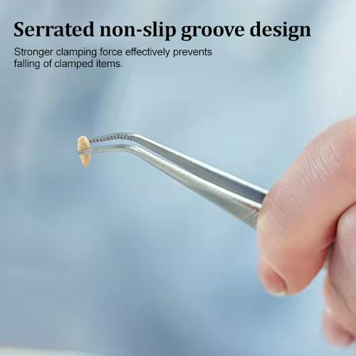 WOLMIK Edelstahl Pinzette, 16 cm, gebogen und gerade, rutschfest, 2 Stück für Wasserhaustiere, Korallen, Basteln, Kochen, Reparatur