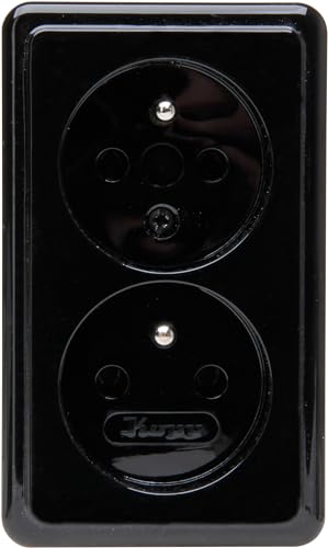 Kopp Surface-mounted 2-way centre contact socket in standard construction and black without increased protection of contacts and base plate. Protection class IP20 - Image 2