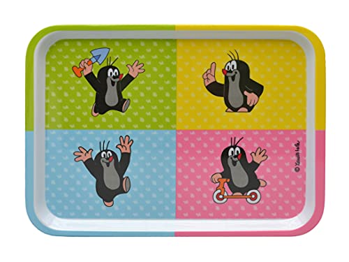 Plateau de Service en Mélamine Multicolore 28x20 cm Motif Original La Petite Taupe pour Enfants pour Déjeuner Café Cupcake Dîner Plateau