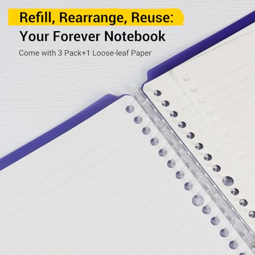 Image of Kokuyo Campus 3 Pack Spiral Binder Notebooks, B5 Refillable Notebooks Smart Ring Binder 25 Sheets Capacity Each, with 100 Sheets 6mm Dot Ruled Filler Paper, Ideal for Work, Study & Journal, Lemon Mix