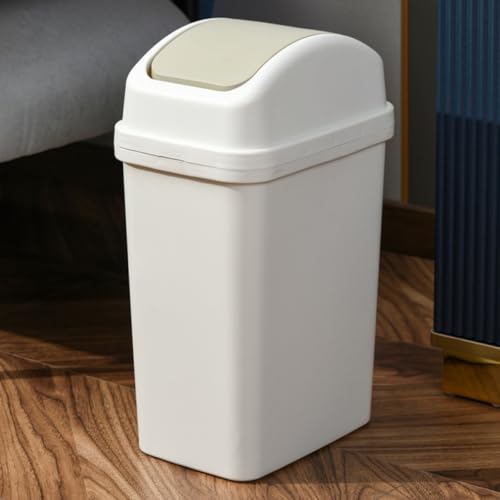 Caneca de basura blanca con tapa abatible para baño y cocina miniatura 3