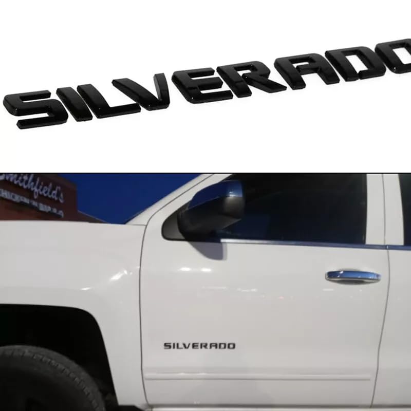 Image of 1-Piece Badge Emblems in Chrome Shiny Glossy Finish for 2007-2018 for Silverado, Canyon, and Sierra - Suitable for Hood - Fits 1500, 2500HD, and 3500HD Models for Silverado Gloss Black