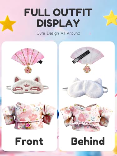 Image of Clothes for LABUBU 6.7inch (17cm) Doll, Cute Outfit Small Dress and Hairpin, Dress Up, Accessories (No Doll) (Pink Kimono)