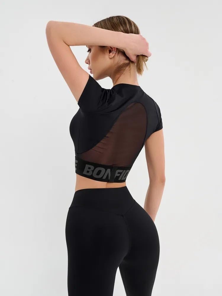 Bona Fide Haut de Sport Femme - Coupe Ajustée Respirante Yoga Fitness | débardeur ou t-shirt, manches courtes ou longues, tissu extensible, running et gym