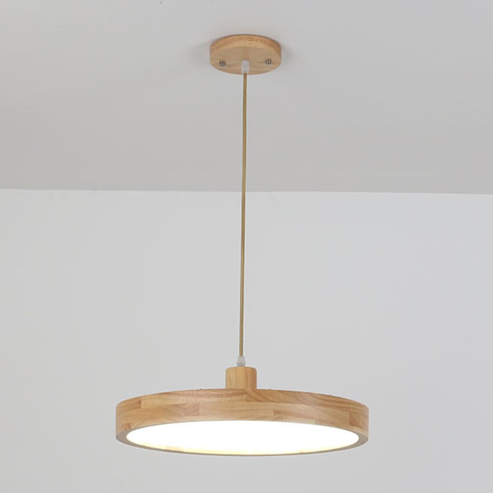 Suspension LED en bois pour salle à manger luminaire rond à intensité variable - 7