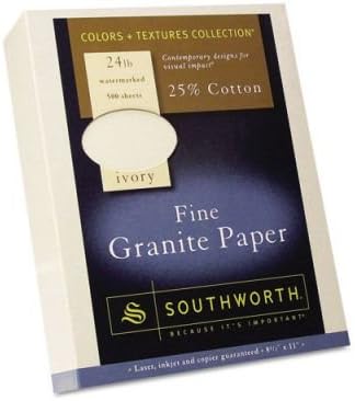 Southworth 934C Fine Granite Paper- 24 lbs.- 8-1/2 x 11- Ivory- 500/Box