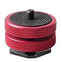 Blitzschuhadapter 1/4,Kamera Hot Shoe Adapter, Blitzschuh-Adapter mit Gummimatte,1/4 Schraube Adapter für Stativgewinde auf Blitzschuh,Rot (0.7cmx3.3cm)