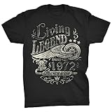 50th Birthday Gift Shirt for Men - Living Legend 1972 Legends Never Die - Black-001-Lg