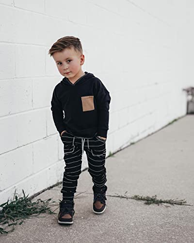Toddler Boy Clothes Patchwork Sweatshirts Long Sleeve Tops Solid Pants Outfit Fall Winter Baby Hooded Clothe Set2