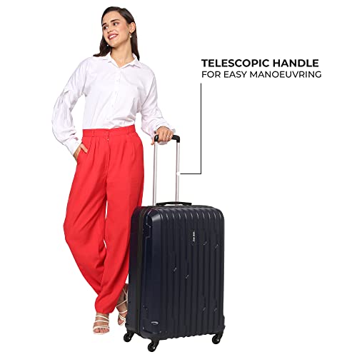Image of Stony Brook By Nasher Miles Storm 65 Cm Hard-Sided Polycarbonate Check-In Luggage Spinner Trolley Bag (Navy Blue 24 Inch)