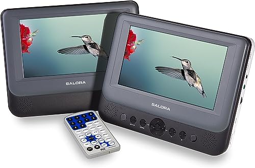 Salora DVP7048TWIN Tragbarer DVD-Player – Auto-CD-Player mit 2 Bildschirmen, 7 Zoll HD für Auto und Kinder – 2 Stunden Akku, USB/SD-Kartenleser, Multi-Format-Wiedergabe, Unterstützt AVI, MP4, MP3 Salora DVP7048TWIN Tragbarer DVD-Player – Auto-CD-Player mit 2 Bildschirmen, 7 Zoll HD für Auto und Kinder – 2 Stunden Akku, USB/SD-Kartenleser, Multi-Format-Wiedergabe, Unterstützt AVI, MP4, MP3
