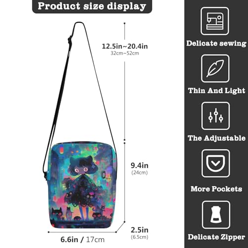crossbody messenger bag Crossbody Small Bags For Women Shoulder Hand Bag For Woman Adjustable Strap for Outdoor Daily Outdoor Daily- Style Cat Gril Pink Black3
