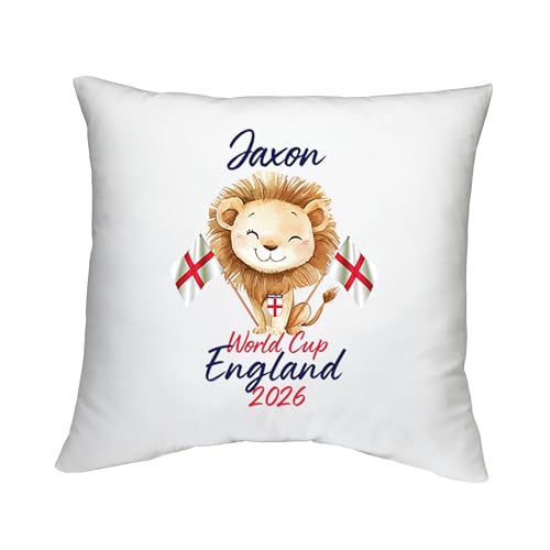Image of Shopagift Personalised World Cup England 2026 Football Fan Cushion Bedroom Lounge Accessory - 40cm x 40cm