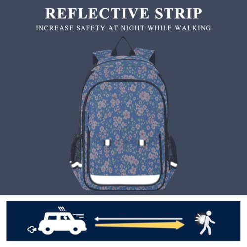 Sac à dos voyage ordinateur fleurs bleues contre le mal de dos