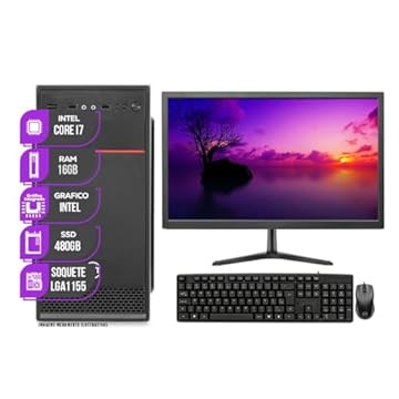 Computador Completo Mancer, Intel Core i7, 16GB De Ram, SSD 480GB, Monitor 19 + Kit Teclado e Mouse