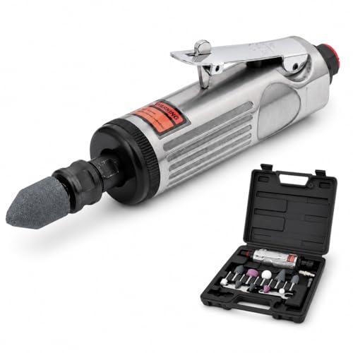 ORAZIO Kits de Amoladoras rectas de Aire 16 Piezas, Mini Amoladora Recta Neumática para Reparación de Neumáticos y Otras Aplicaciones, con Accesorios de 3mm 6mm 212505B